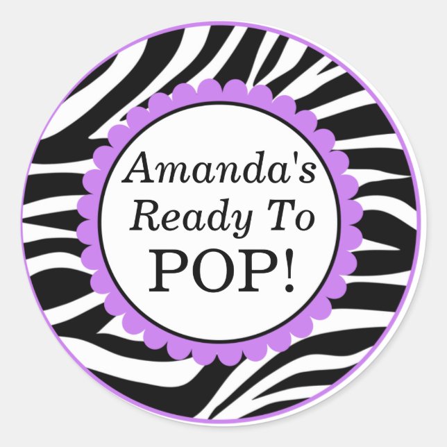 Sticker Rond Elle est prête à la pop, Baby shower d'impression  (Devant)