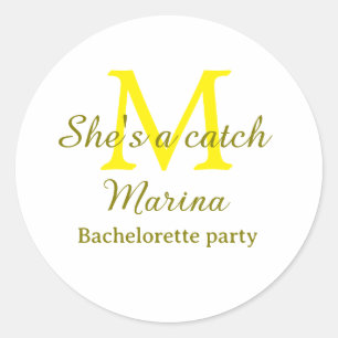 Sticker Rond Elle est un parti de célibataire lettre monogramme