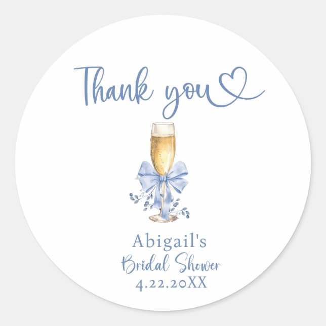 STICKER ROND ELLE NOUE LE NOEUD BLEU BRIDAL SHOWER  (Devant)