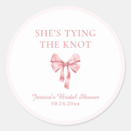 Sticker Rond Elle noue le noeud Douche Coquette rose douce