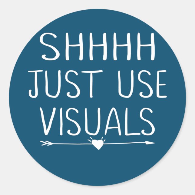 Sticker Rond Elle N'Utilise Que Les Visuaux Enseignant De L'Édu (Devant)