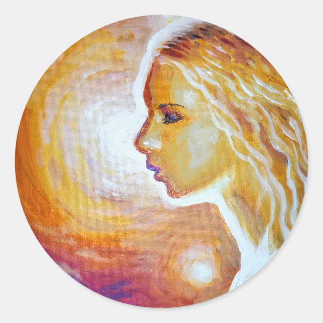 Sticker Rond Elle regarde les étoiles (Devant)