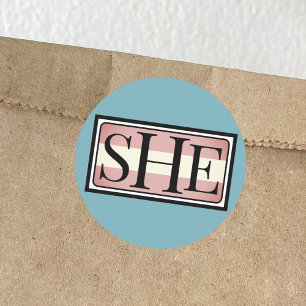 Sticker Rond Elle son pronom transféminin