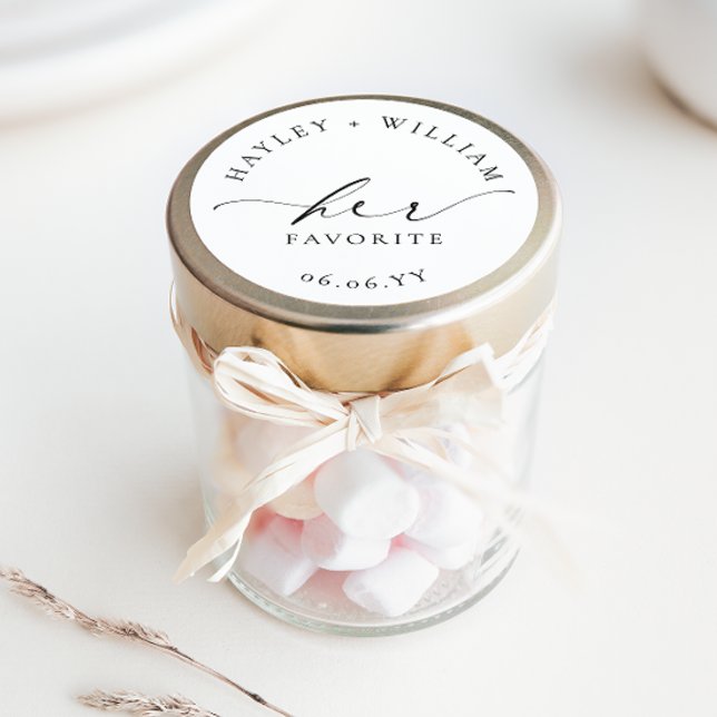Sticker Rond Ellesmere Son Préféré (Ellesmere Her Favorite Wedding Favors Sticker)