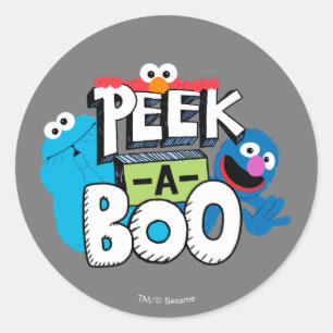 Sticker Rond Elmo, Cookie & Grover  Peek-a-Boo