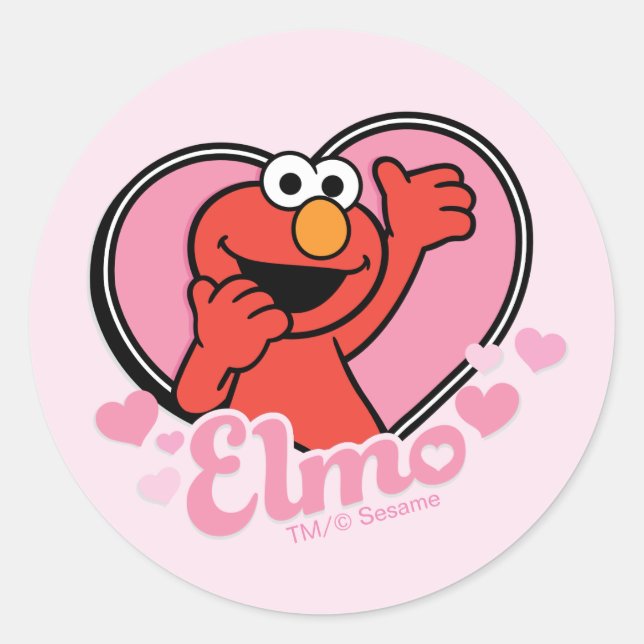 Sticker Rond Elmo dans la Saint-Valentin cœur (Devant)