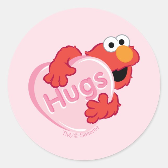 Sticker Rond Elmo "Hugs" Valentine Heart Candy (Devant)