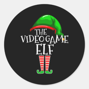Sticker Rond Élufe de jeu vidéo groupe appariement famille Noël