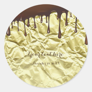 Sticker Rond Emballage de fausse feuille d'or à écoulement de c