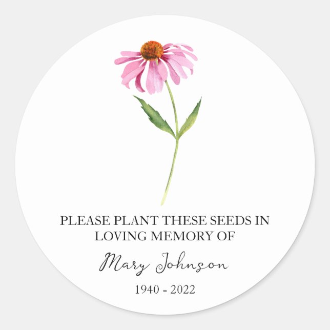Sticker Rond Emballage de semences funéraires Echinacea (Devant)