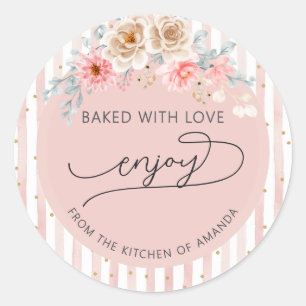 Sticker Rond Emballage personnalisé pour boulangerie à rayures