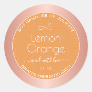 Sticker Rond Emballage Rose doré parfumé citron orange