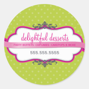 Sticker Rond EMBALLAGE SEAL mignon logo élégant rose chaux vert