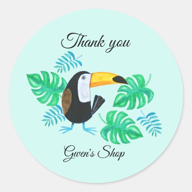 Sticker Rond Emballage Toucan Small Business /parti (Devant)