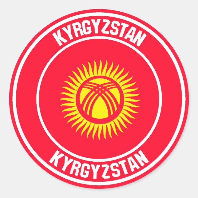 Sticker Rond Emblème autour du Kirghizistan (Devant)