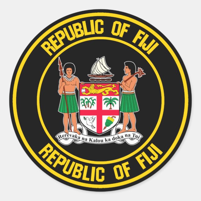 Sticker Rond Emblème de Fidji Round (Devant)