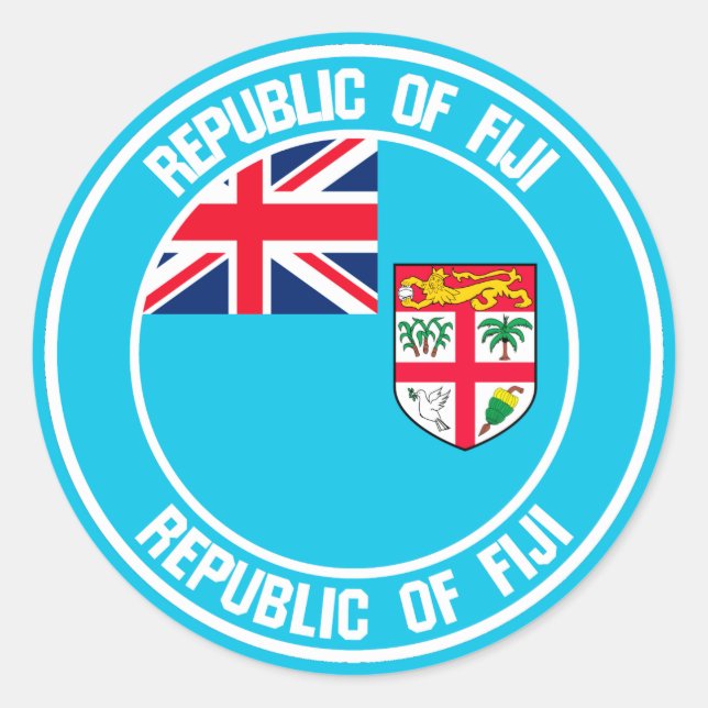 Sticker Rond Emblème de Fidji Round (Devant)