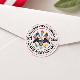 Sticker Rond Emblème de l'aigle patriotique pour le 250e annive