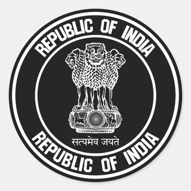 Sticker Rond Emblème de l'Inde (Devant)