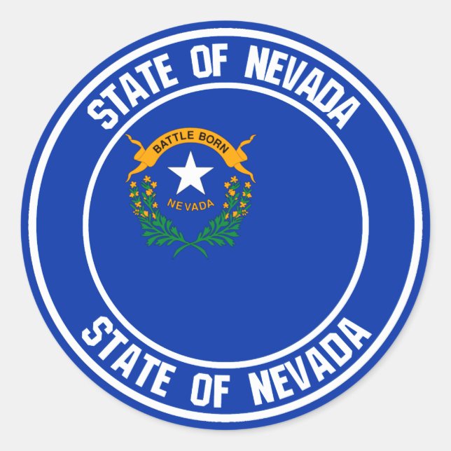 Sticker Rond Emblème de ronde du Nevada (Devant)