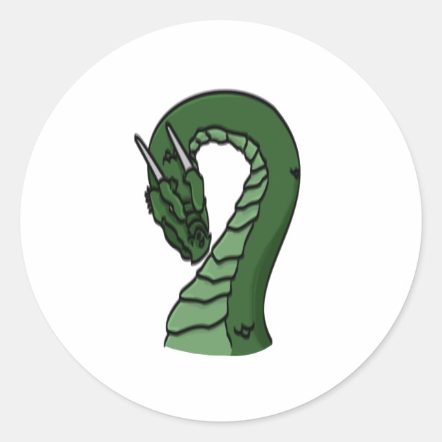Sticker Rond Emblème d'Imaginaire Emerald Green Dragon (Devant)