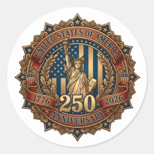 Sticker Rond Emblème du 250e anniversaire américain honorant la