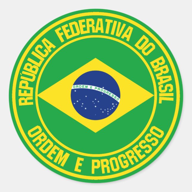 Sticker Rond Emblème du Brésil (Devant)