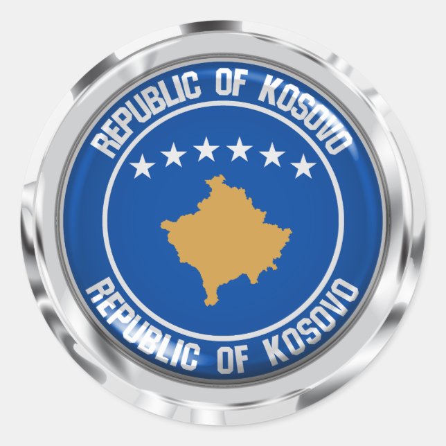 Sticker Rond Emblème du cycle du Kosovo (Devant)