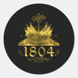 Sticker Rond Emblème du drapeau haïtien 1804 Gold Haïti