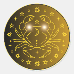 Sticker Rond Emblème du Zodiaque Cancer Symbole Céleste Minim