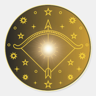 Sticker Rond Emblème du zodiaque Sagittaire Symbole céleste min
