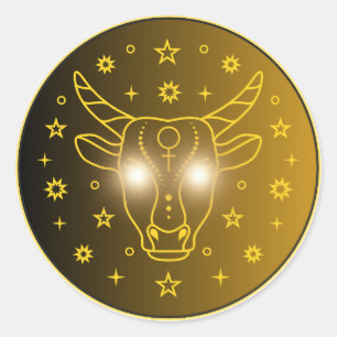 Sticker Rond Emblème du zodiaque Taureau Symbole céleste mini