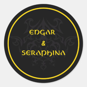 Sticker Rond Emblème gothique Noir et Or