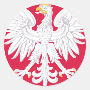 Sticker Rond Emblème polonais - Bouclier polonais - Polska Herb
