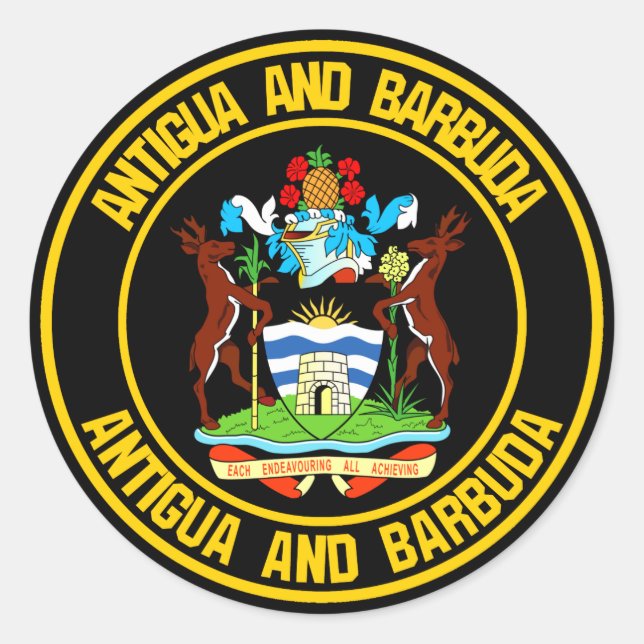 Sticker Rond Emblème rond Antigua-et-Barbuda (Devant)