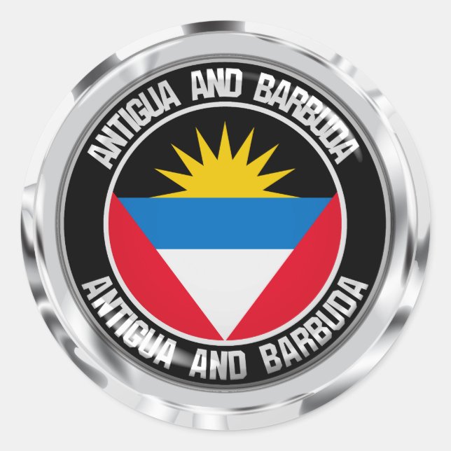 Sticker Rond Emblème rond Antigua-et-Barbuda (Devant)