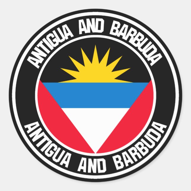Sticker Rond Emblème rond Antigua-et-Barbuda (Devant)