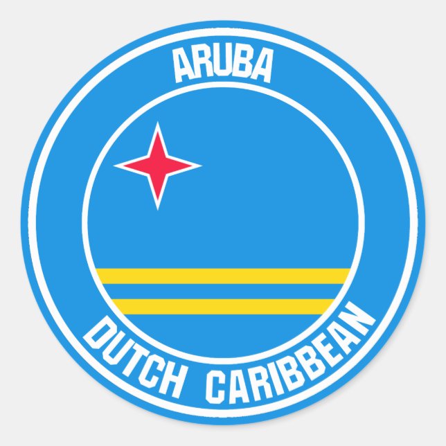 Sticker Rond Emblème rond d'Aruba (Devant)
