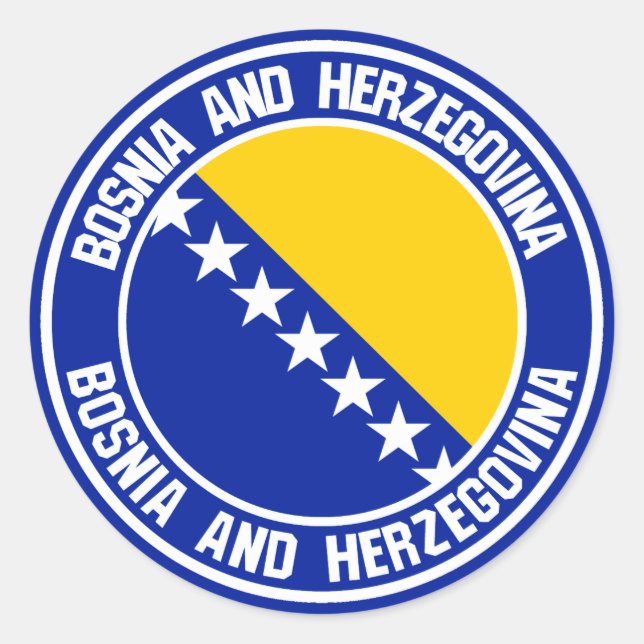 Sticker Rond Emblème rond de Bosnie-Herzégovine (Devant)