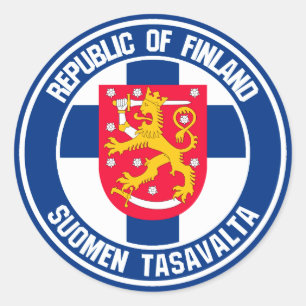 Sticker Rond Emblème rond de la Finlande