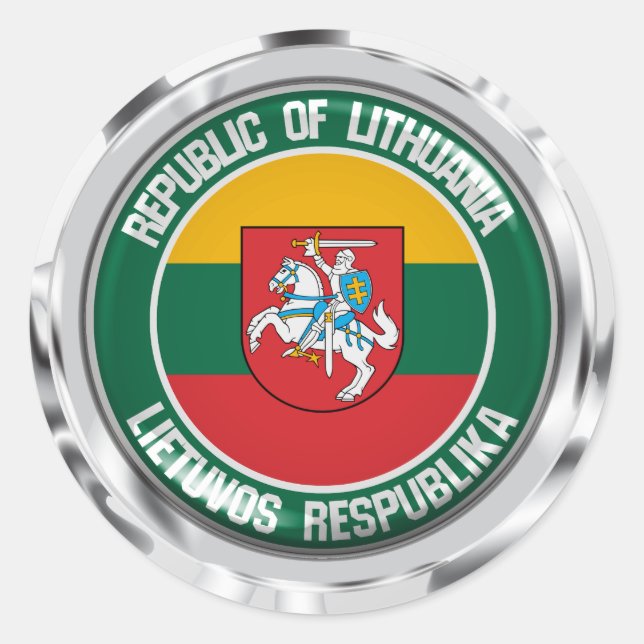 Sticker Rond Emblème rond de la Lithuanie (Devant)