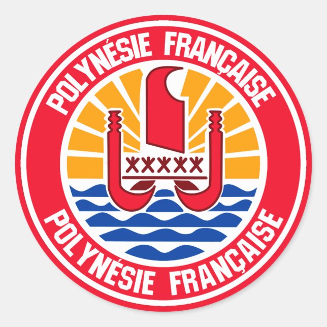 Sticker Rond Emblème rond de la Polynésie française (Devant)