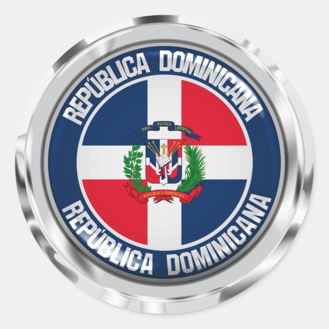 Sticker Rond Emblème rond de la République Dominicaine (Devant)