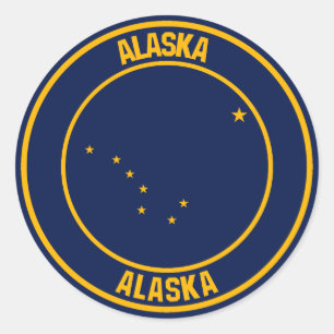 Sticker Rond Emblème rond de l'Alaska