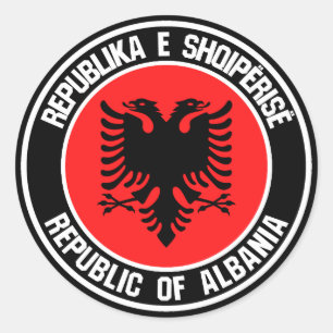 Sticker Rond Emblème rond de l'Albanie