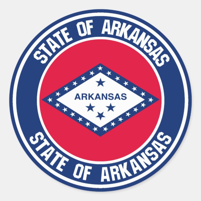 Sticker Rond Emblème rond de l'Arkansas (Devant)