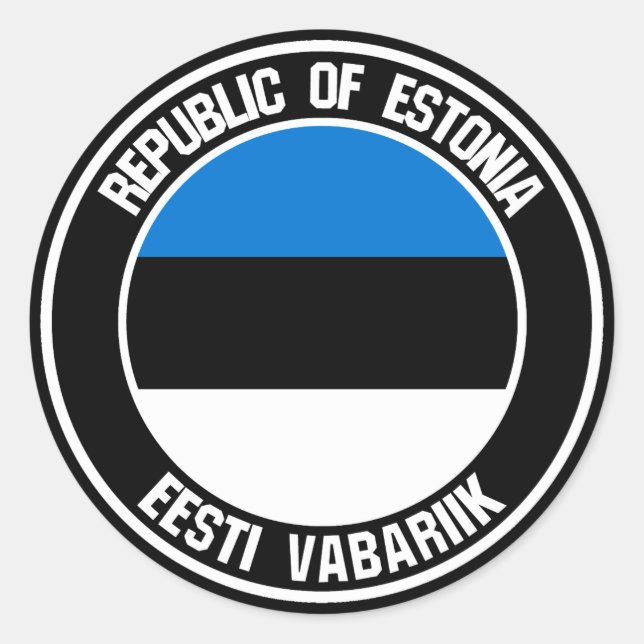 Sticker Rond Emblème rond de l'Estonie (Devant)