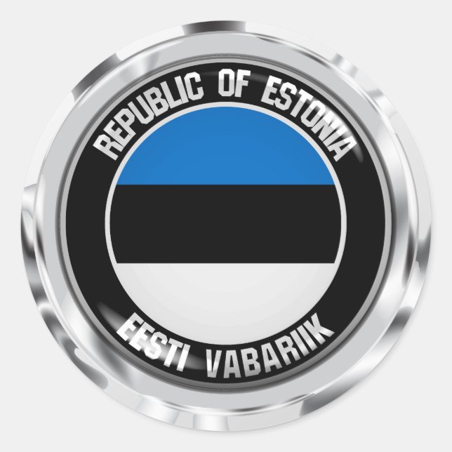Sticker Rond Emblème rond de l'Estonie (Devant)