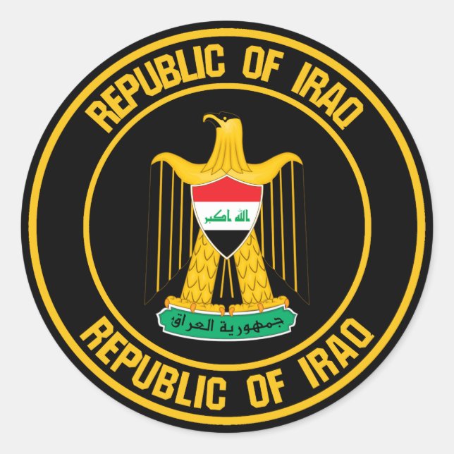 Sticker Rond Emblème rond de l'Irak (Devant)