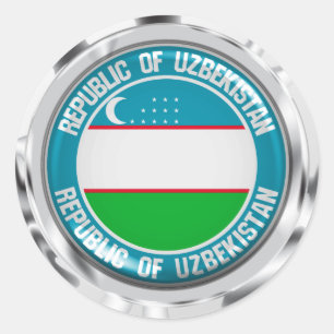 Sticker Rond Emblème rond de l'Ouzbékistan